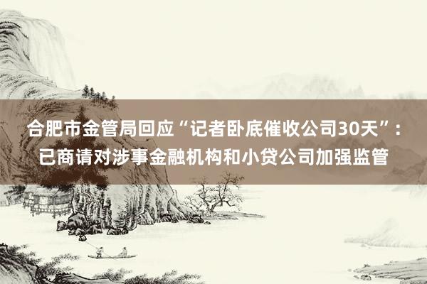 合肥市金管局回应“记者卧底催收公司30天”：已商请对涉事金融机构和小贷公司加强监管