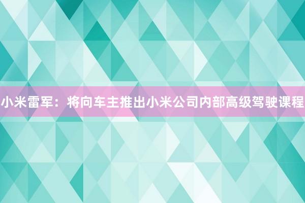 小米雷军：将向车主推出小米公司内部高级驾驶课程