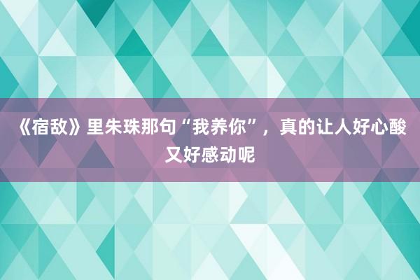 《宿敌》里朱珠那句“我养你”，真的让人好心酸又好感动呢