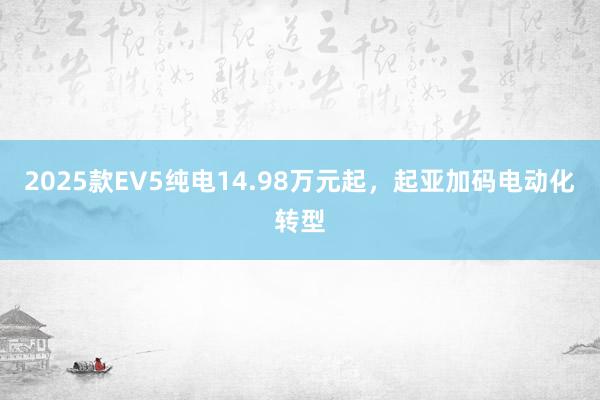 2025款EV5纯电14.98万元起，起亚加码电动化转型