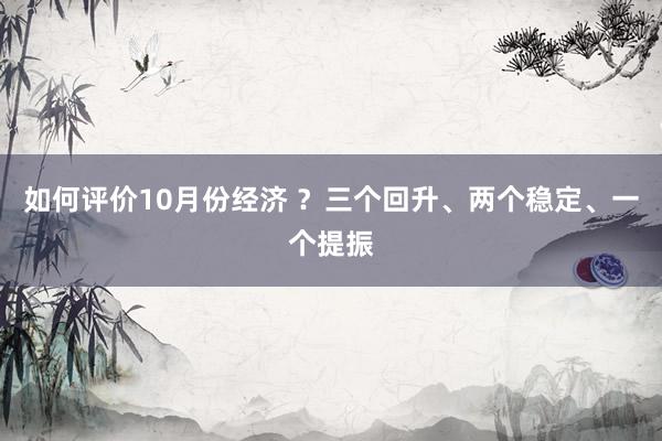 如何评价10月份经济 ？三个回升、两个稳定、一个提振