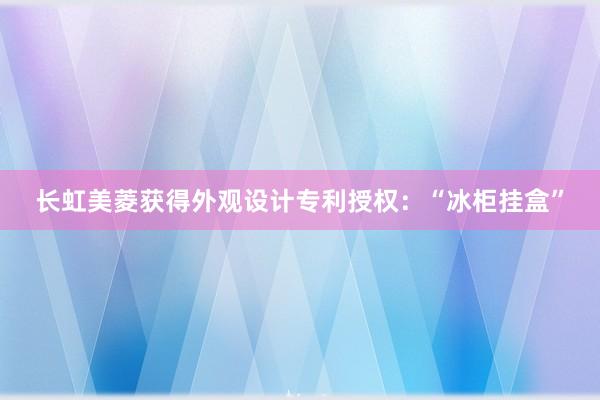 长虹美菱获得外观设计专利授权：“冰柜挂盒”