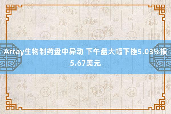 Array生物制药盘中异动 下午盘大幅下挫5.03%报5.67美元