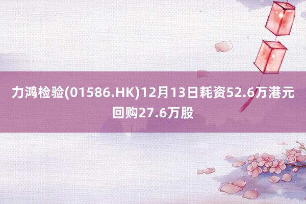 力鸿检验(01586.HK)12月13日耗资52.6万港元回购27.6万股