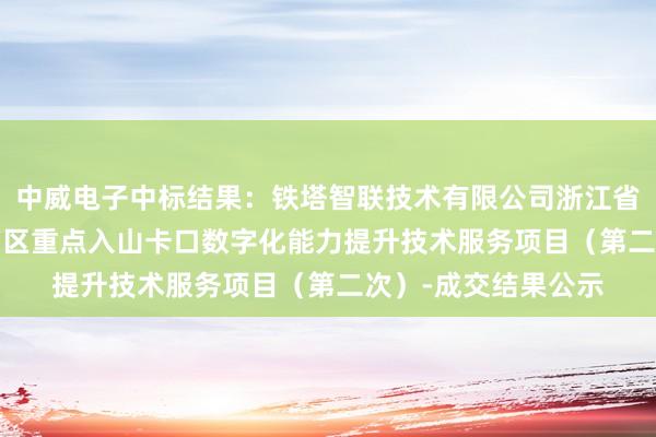 中威电子中标结果：铁塔智联技术有限公司浙江省分公司2024年西湖区重点入山卡口数字化能力提升技术服务项目（第二次）-成交结果公示